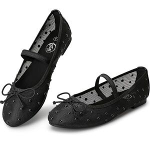 Black Studded Ballet Flats - Unbranded